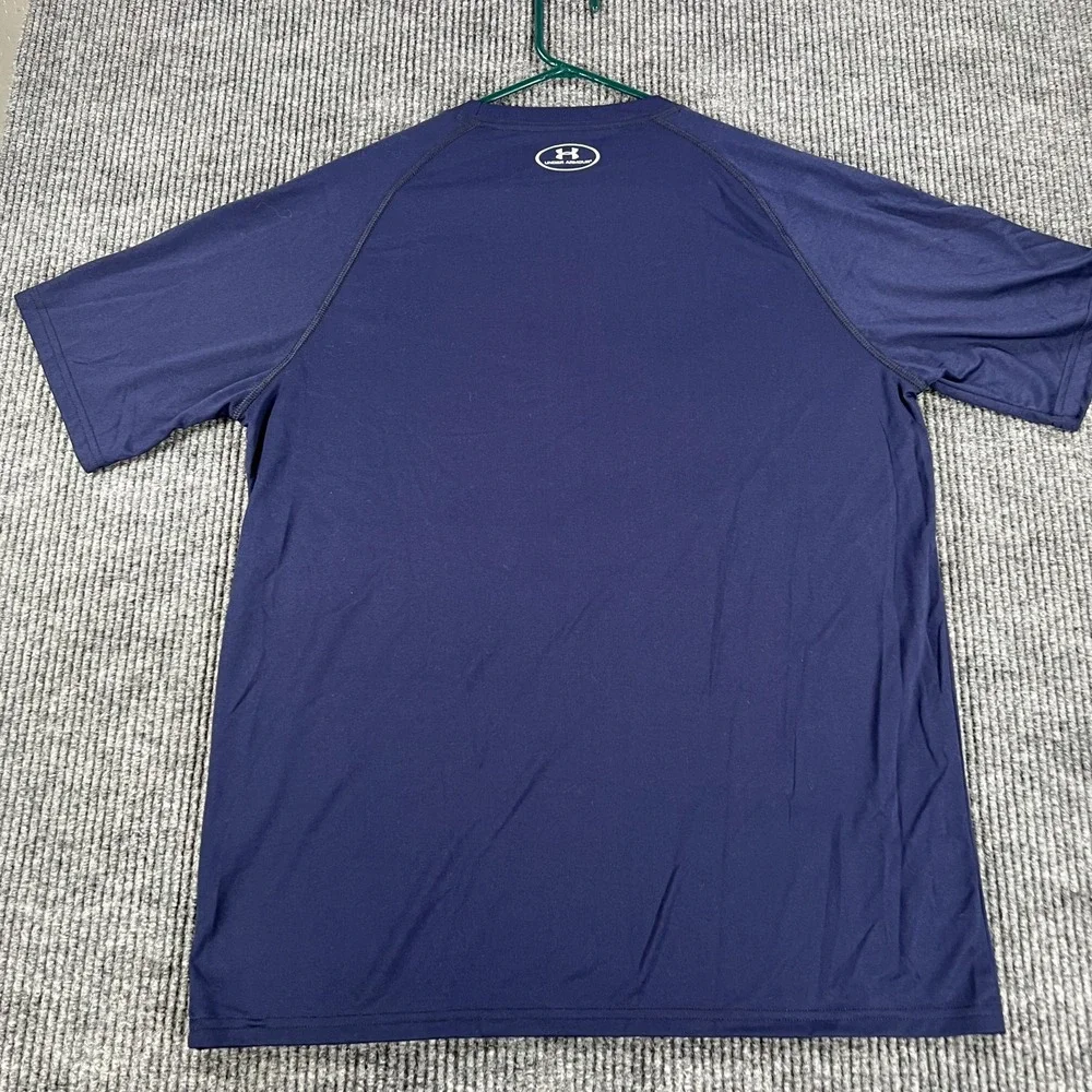 Under Armour Navy Shirt Mens Large Blue Short Sleeve Loose Fit Performance